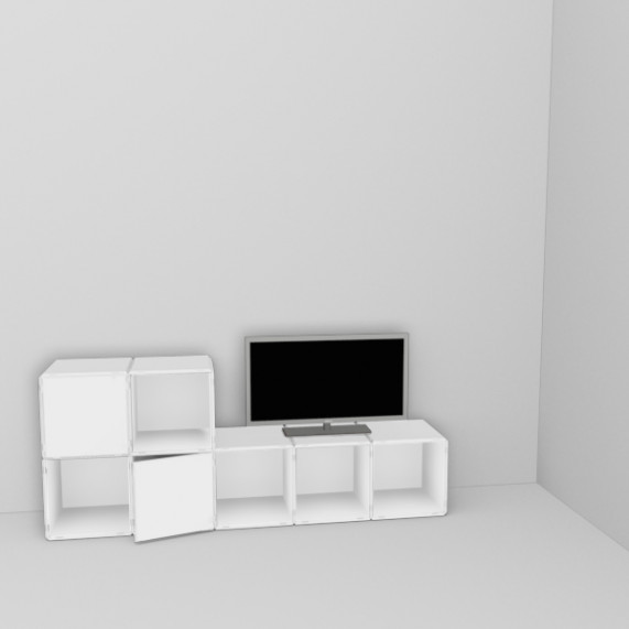 q30 TV shelf module with door pure white