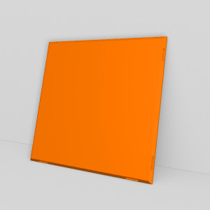 Ein 4x4 Regal besteht aus 44 Design Regalplatten in orange.